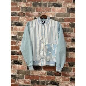 Vintage 80s Nike Button Up Jacket Blue White Sz M Blue Tag Varsity Bomber Light